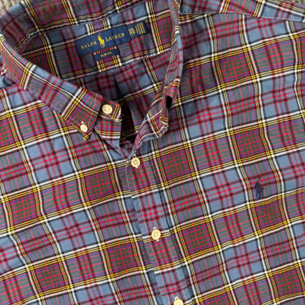 Ralph Lauren Plaid Shirt XXL Preppy Old Money Academia Short Sleeve Button Down